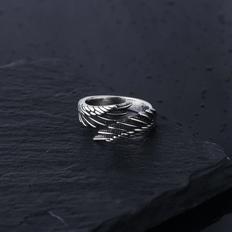 Retro Angel Demon Wings Creative Ring for Men Women Punk Gothic Open Ring Handmade Unisex Jewelry Accessories Gift for Lovers