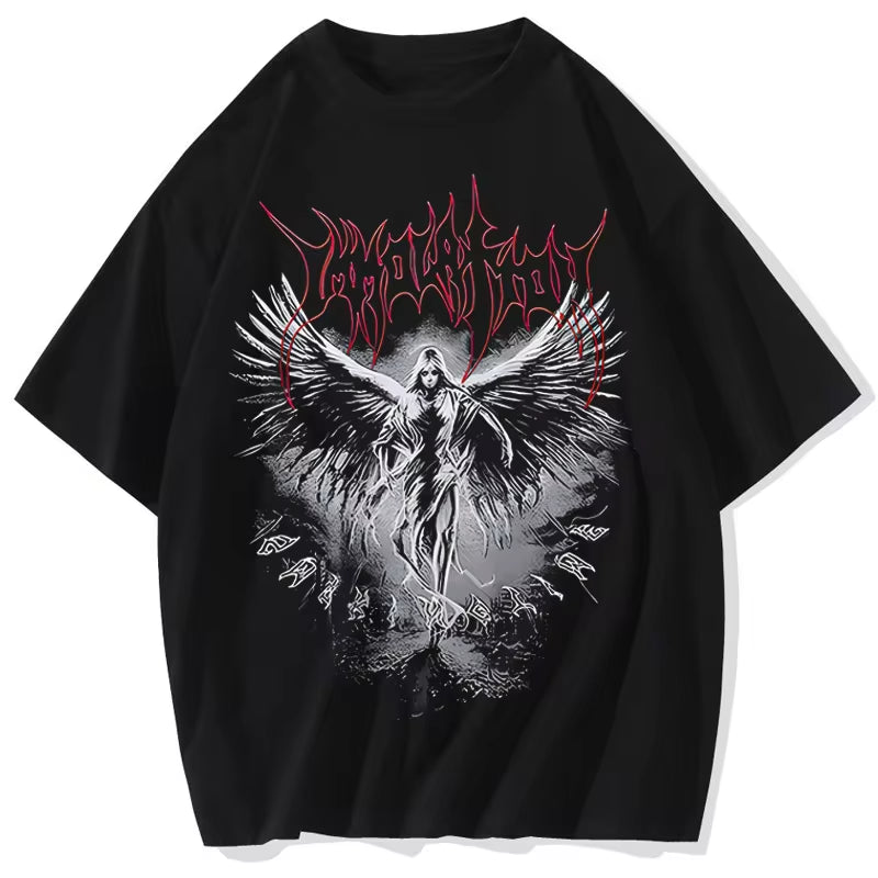 Y2K T-Shirt Gothic Punk Style Men T Shirt Clothes Harajuku Oversized Top Tee High Street Hipster Summer Streetwear Anime Clothes