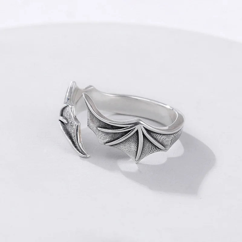 Retro Angel Demon Wings Creative Ring for Men Women Punk Gothic Open Ring Handmade Unisex Jewelry Accessories Gift for Lovers