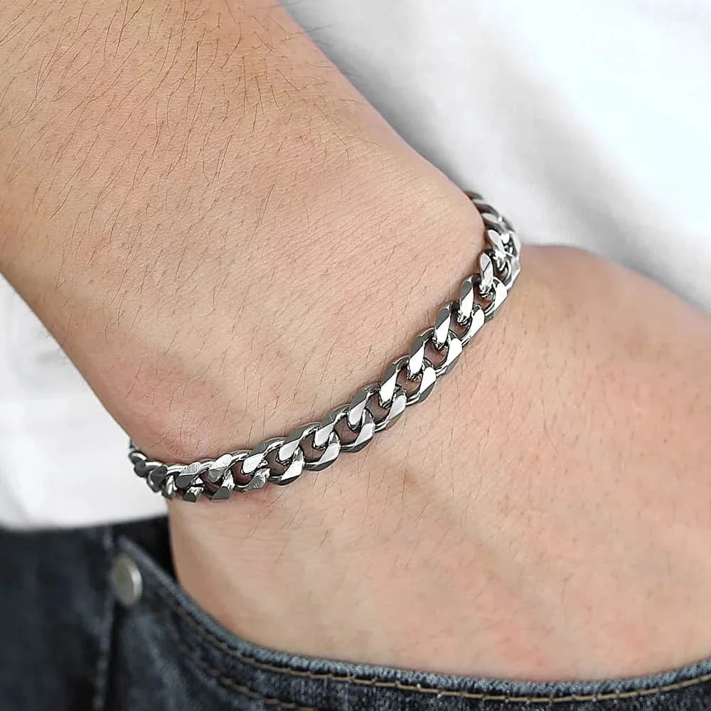 New Trendy Cuban Chain Men Bracelet Classic Stainless Steel 3/5/7/9Mm Width Chain Bracelet for Men Women Jewelry Gift