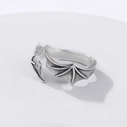 Retro Angel Demon Wings Creative Ring for Men Women Punk Gothic Open Ring Handmade Unisex Jewelry Accessories Gift for Lovers