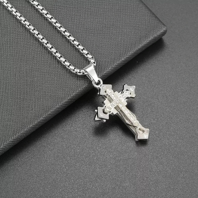 High Quality Cross Titanium Steel Non Fading Necklace,Domineering and Trendy Men'S Hip-Hop Pendant Chain,New Handsome Men Women