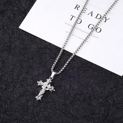 High Quality Cross Titanium Steel Non Fading Necklace,Domineering and Trendy Men'S Hip-Hop Pendant Chain,New Handsome Men Women