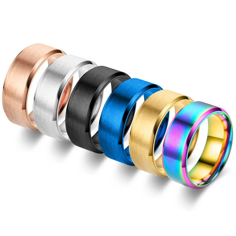 6 Colors Classic 8Mm Tungsten Mens Ring Surface Brushed Stainless Steel Ring for Women Wedding Band Couples Jewelry Accessories